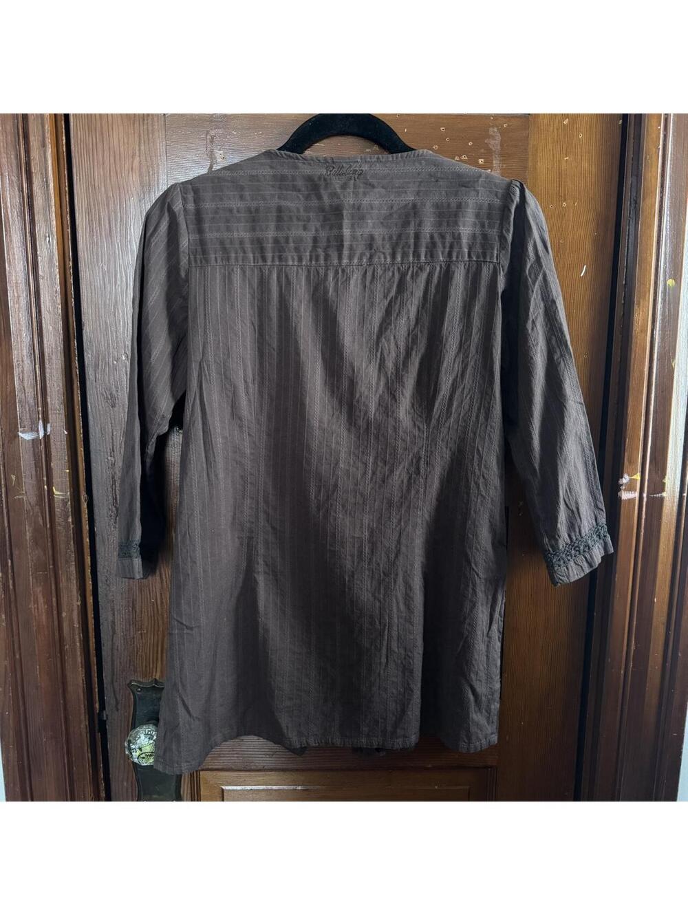 Billabong brown cotton beach tie front coverup with lace detail - Picture 6 of 7